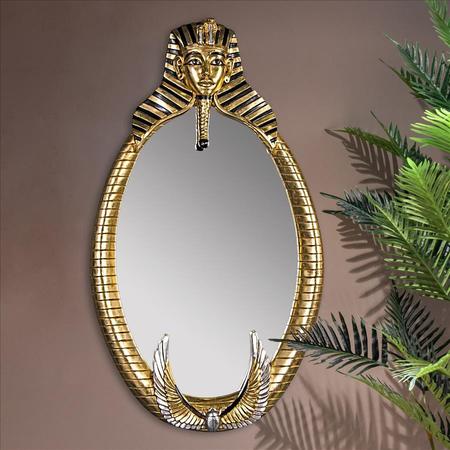 DESIGN TOSCANO The Spirit of Tutankhamen: Egyptian Oval Mirror Wall Sculpture NE64886